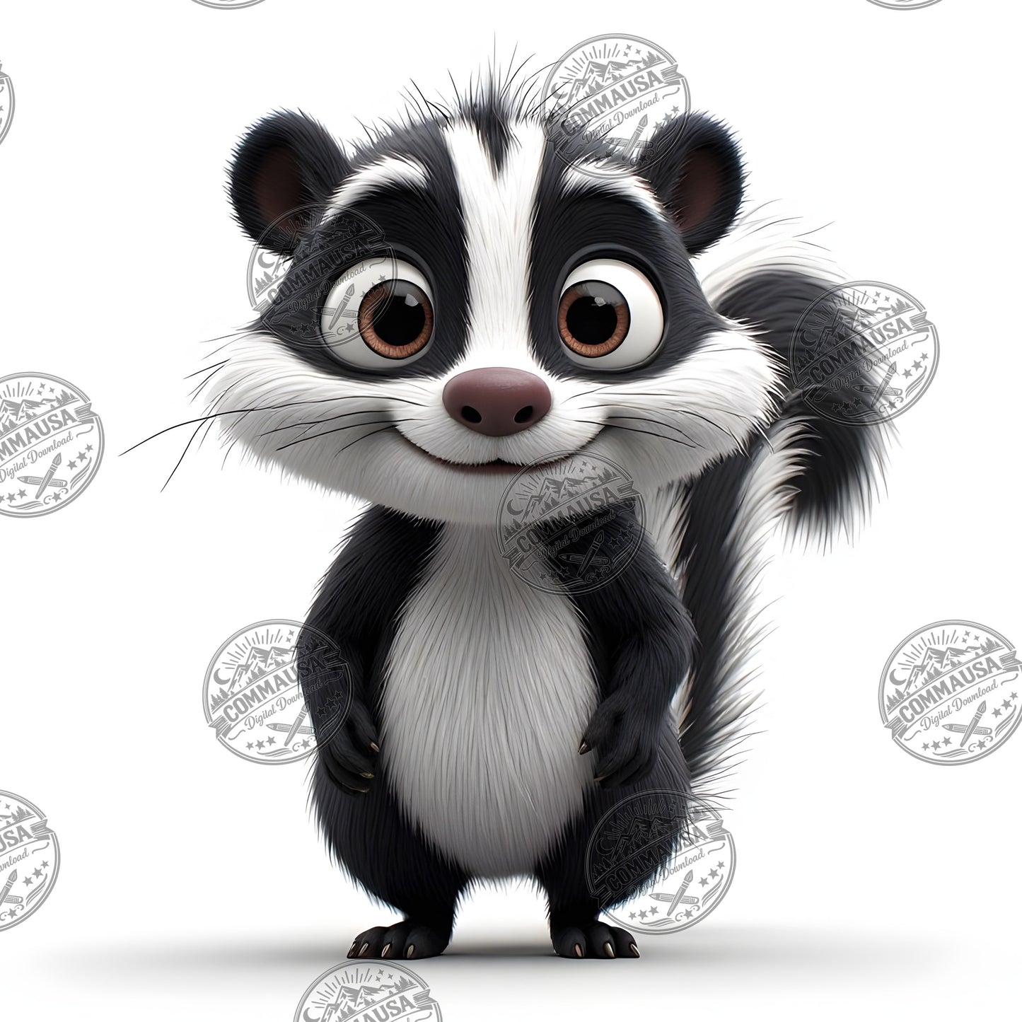 Cute Skunk Nursery Wall Art Printable Woodland Animal Decor PNG Kids Room Sublimation Commercial Use