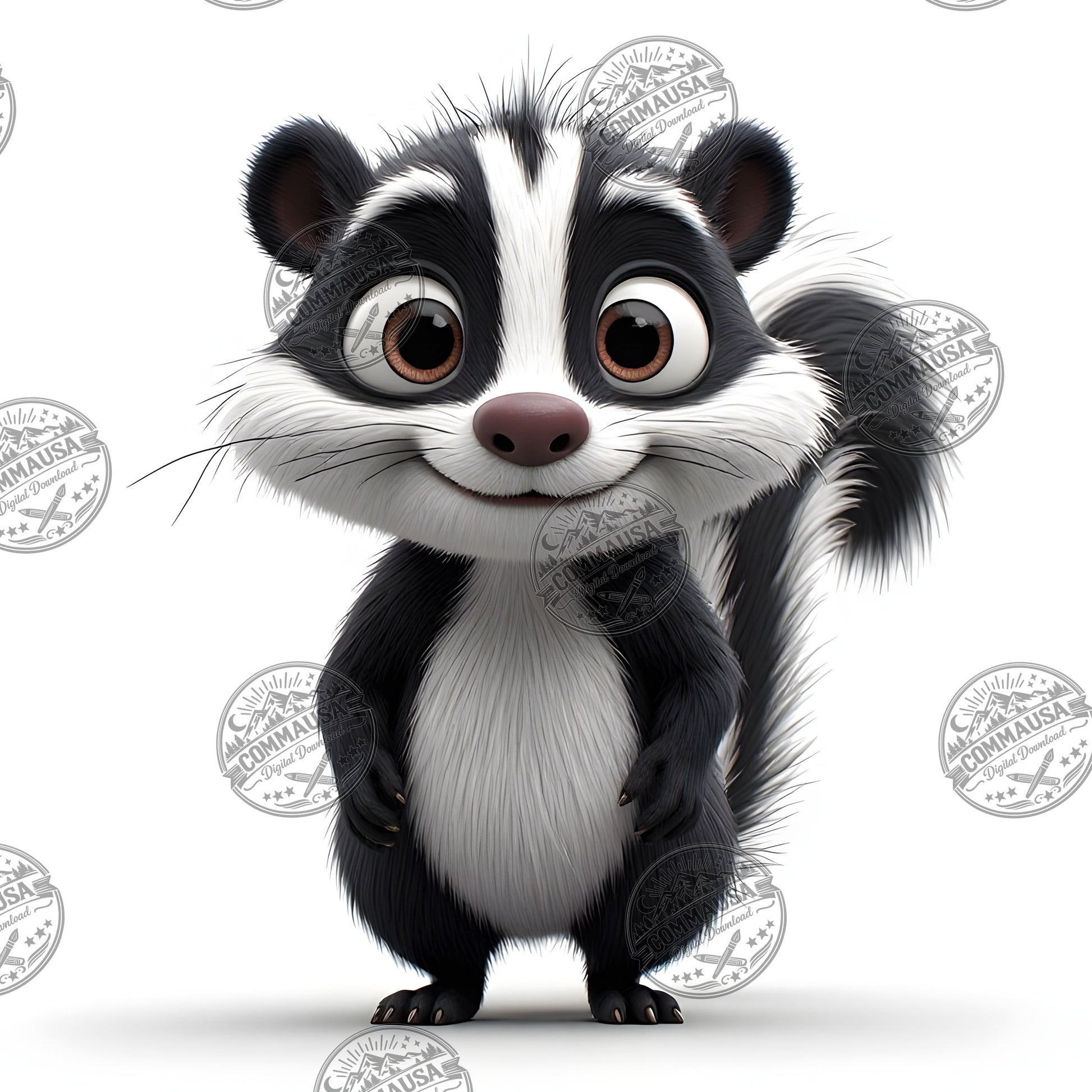 Cute Skunk Nursery Wall Art Printable Woodland Animal Decor PNG Kids Room Sublimation Commercial Use