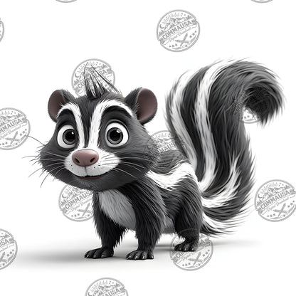 Cute Skunk Nursery Wall Art Printable Woodland Animal Decor PNG Kids Room Sublimation Commercial Use