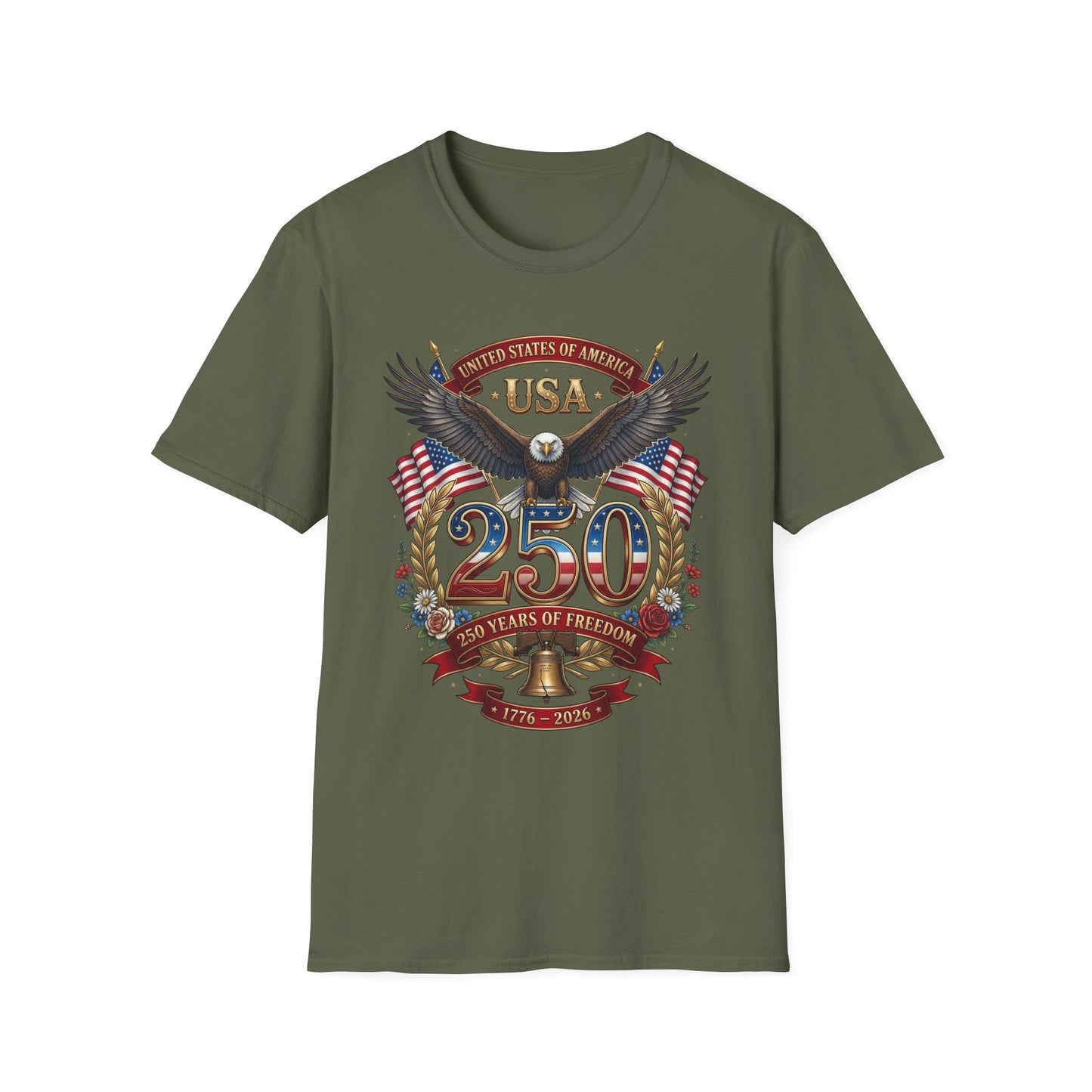 USA Eagle 250 Anniversary T-Shirt — Patriotic American Flag Tee 4 of July USA