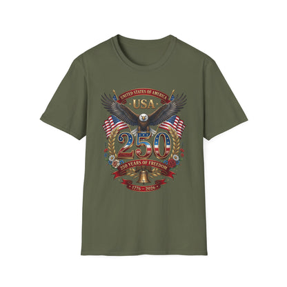 USA Eagle 250 Anniversary T-Shirt — Patriotic American Flag Tee 4 of July USA