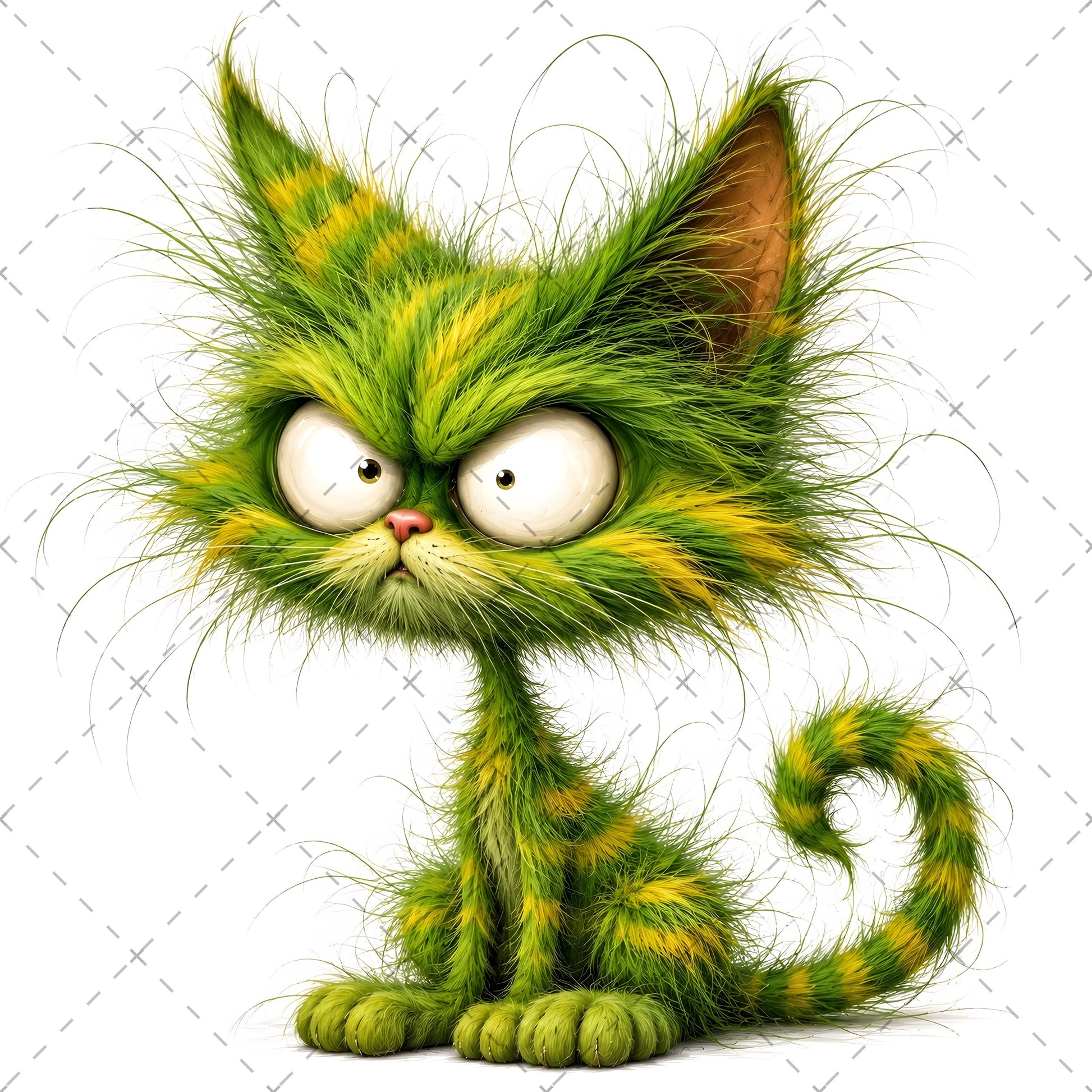 Whimsical Cartoon Cat PNG, Cute Fluffy Big Eyed Kitty Clipart, Sublimation Design for Tshirts Mugs Tumblers, Commercial 