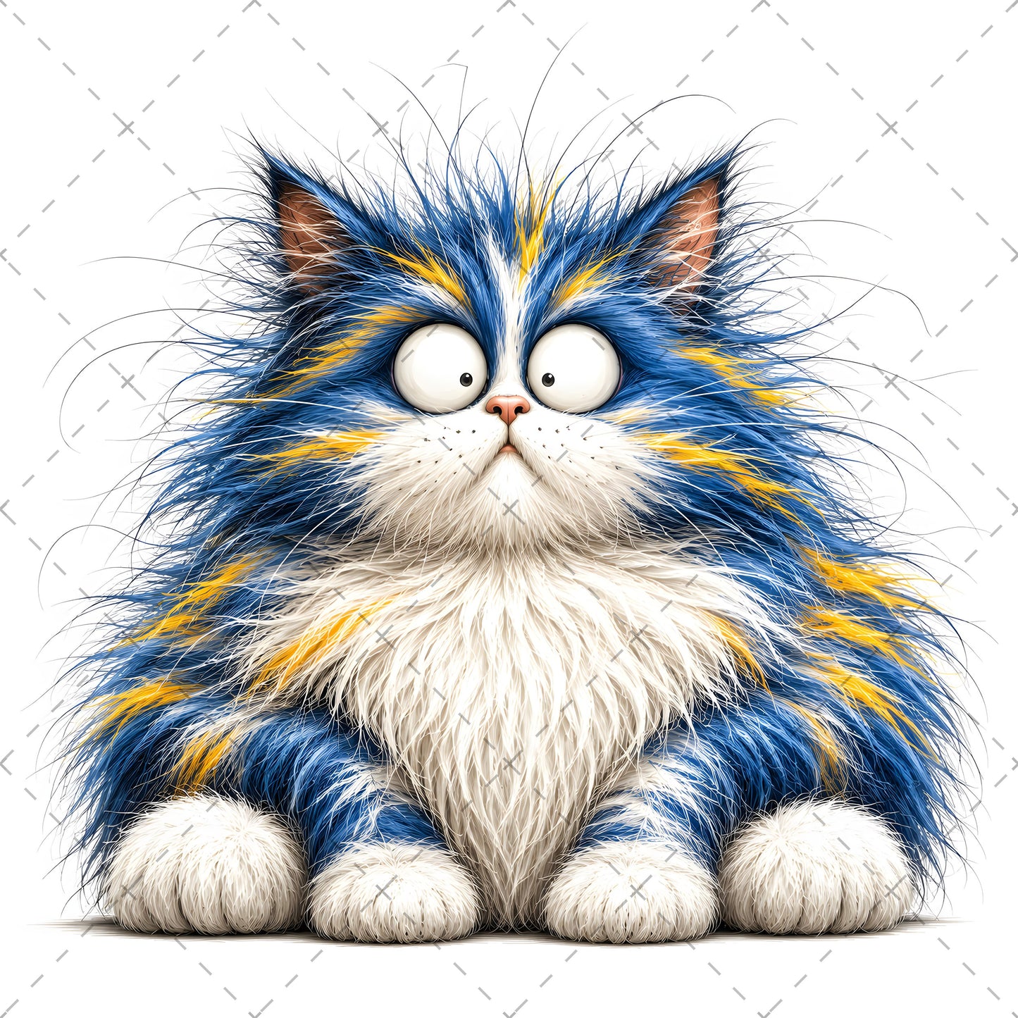 Whimsical Cartoon Cat PNG, Cute Fluffy Big Eyed Kitty Clipart, Sublimation Design for Tshirts Mugs Tumblers, Commercial 