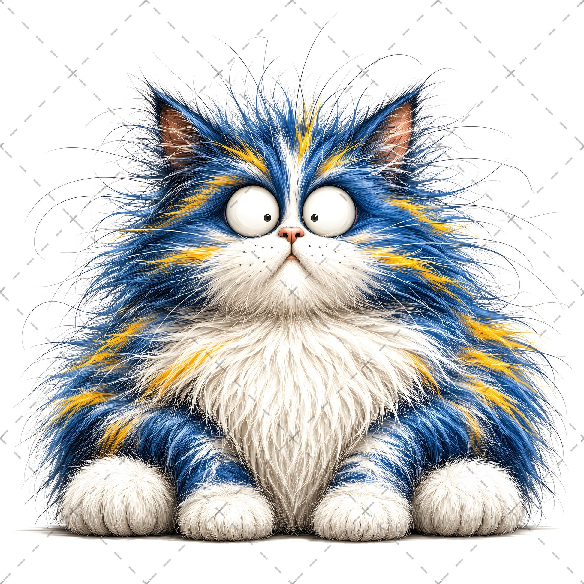 Whimsical Cartoon Cat PNG, Cute Fluffy Big Eyed Kitty Clipart, Sublimation Design for Tshirts Mugs Tumblers, Commercial 