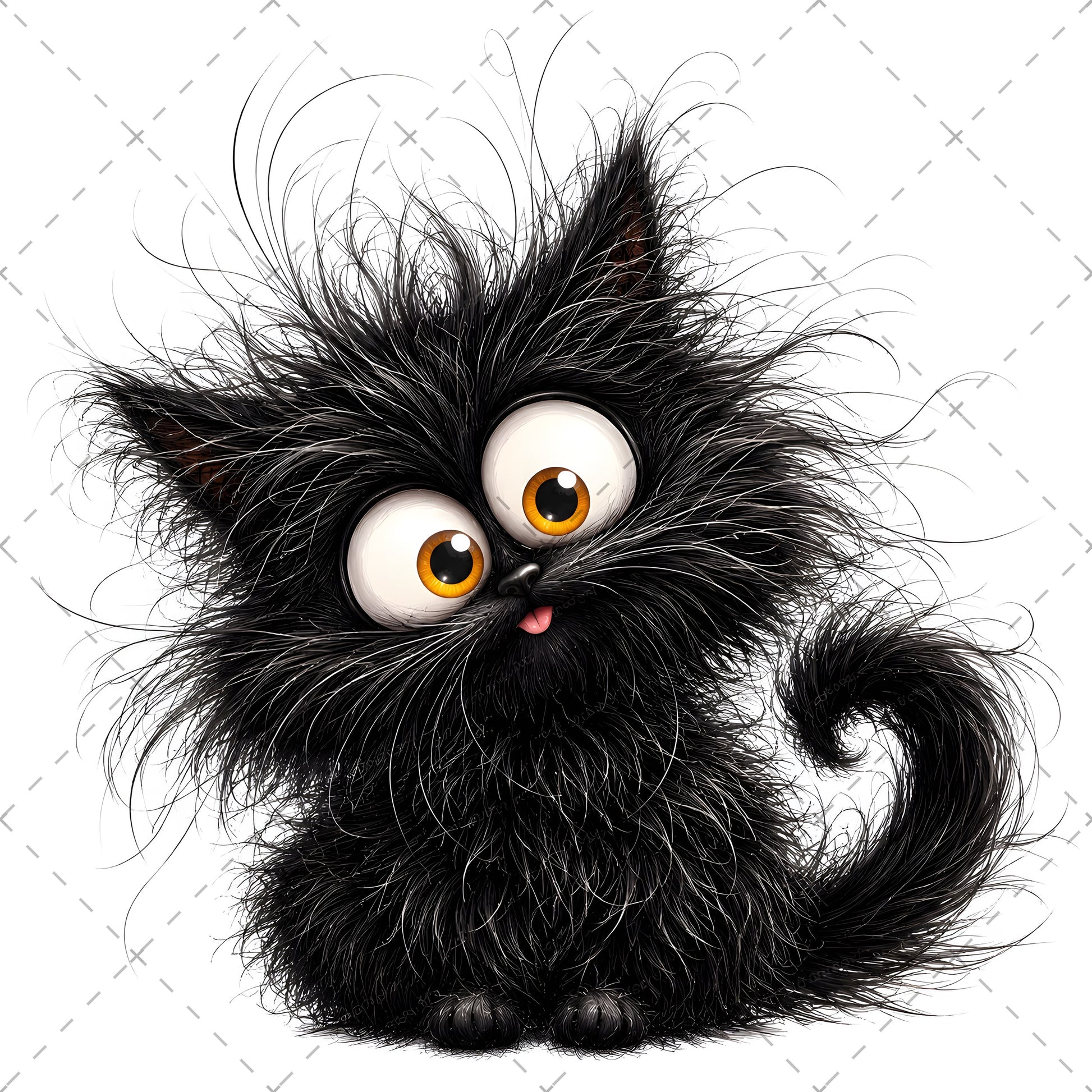 Whimsical Cartoon Cat PNG Bundle, Big-Eyed Fluffy Cats Sublimation, Cute Kawaii Cat Clipart for Tshirt Mug Tumbler Comme