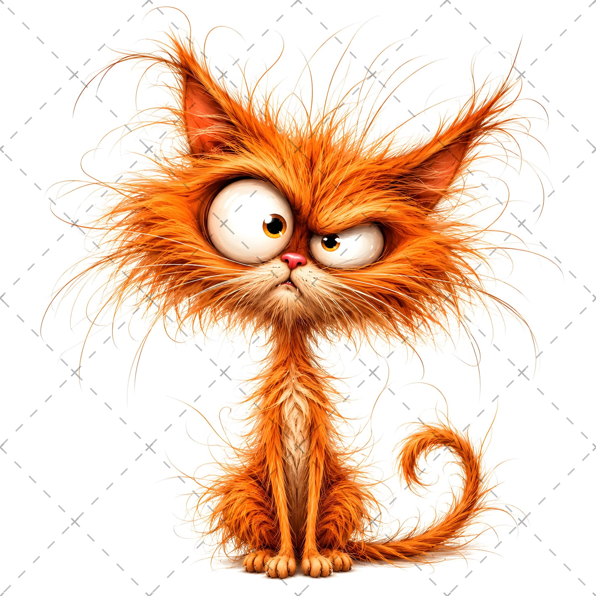 Whimsical Cartoon Cat PNG Bundle, Big-Eyed Fluffy Cats Sublimation, Cute Kawaii Cat Clipart for Tshirt Mug Tumbler Comme