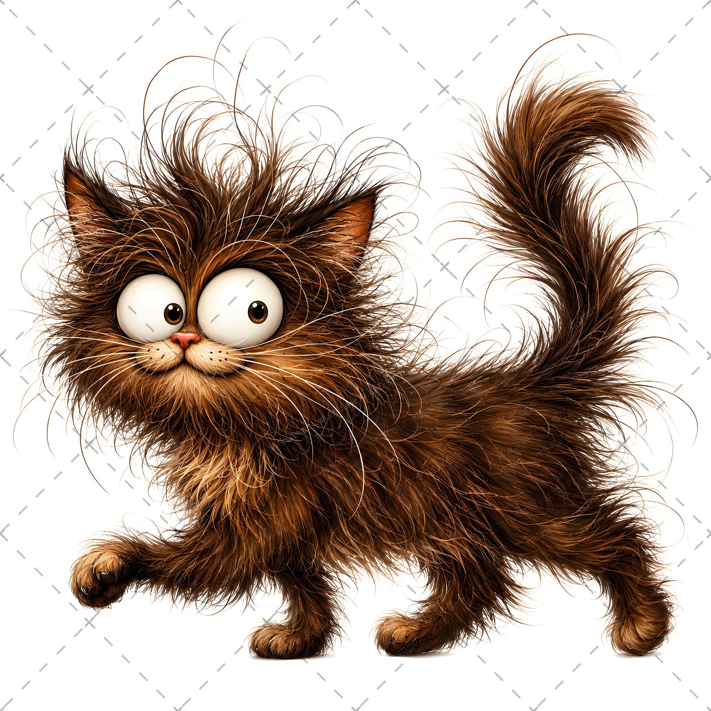 Whimsical Cartoon Cat PNG Bundle, Big-Eyed Fluffy Cats Sublimation, Cute Kawaii Cat Clipart for Tshirt Mug Tumbler Comme