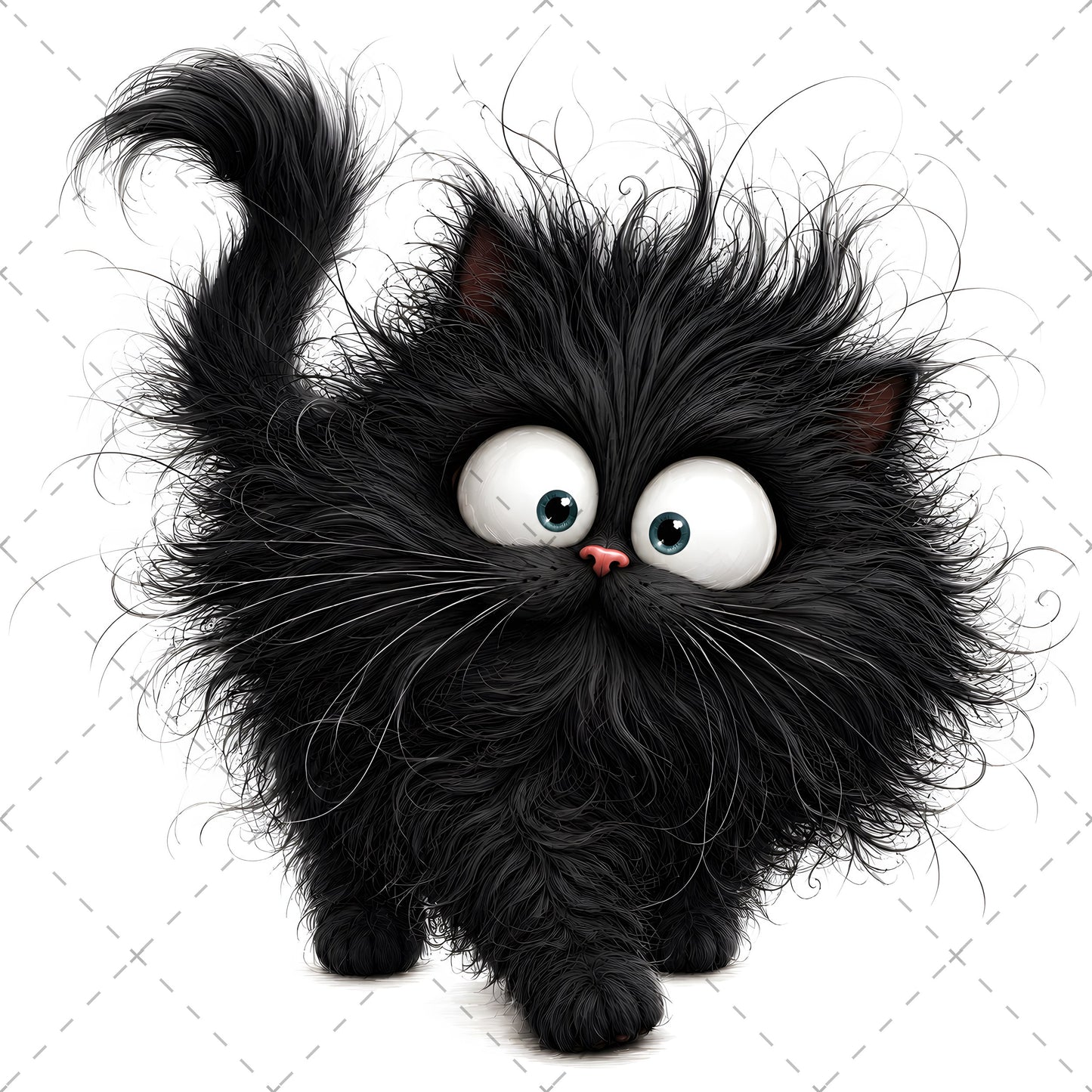 Whimsical Cartoon Cat PNG Bundle, Big-Eyed Fluffy Cats Sublimation, Cute Kawaii Cat Clipart for Tshirt Mug Tumbler Comme