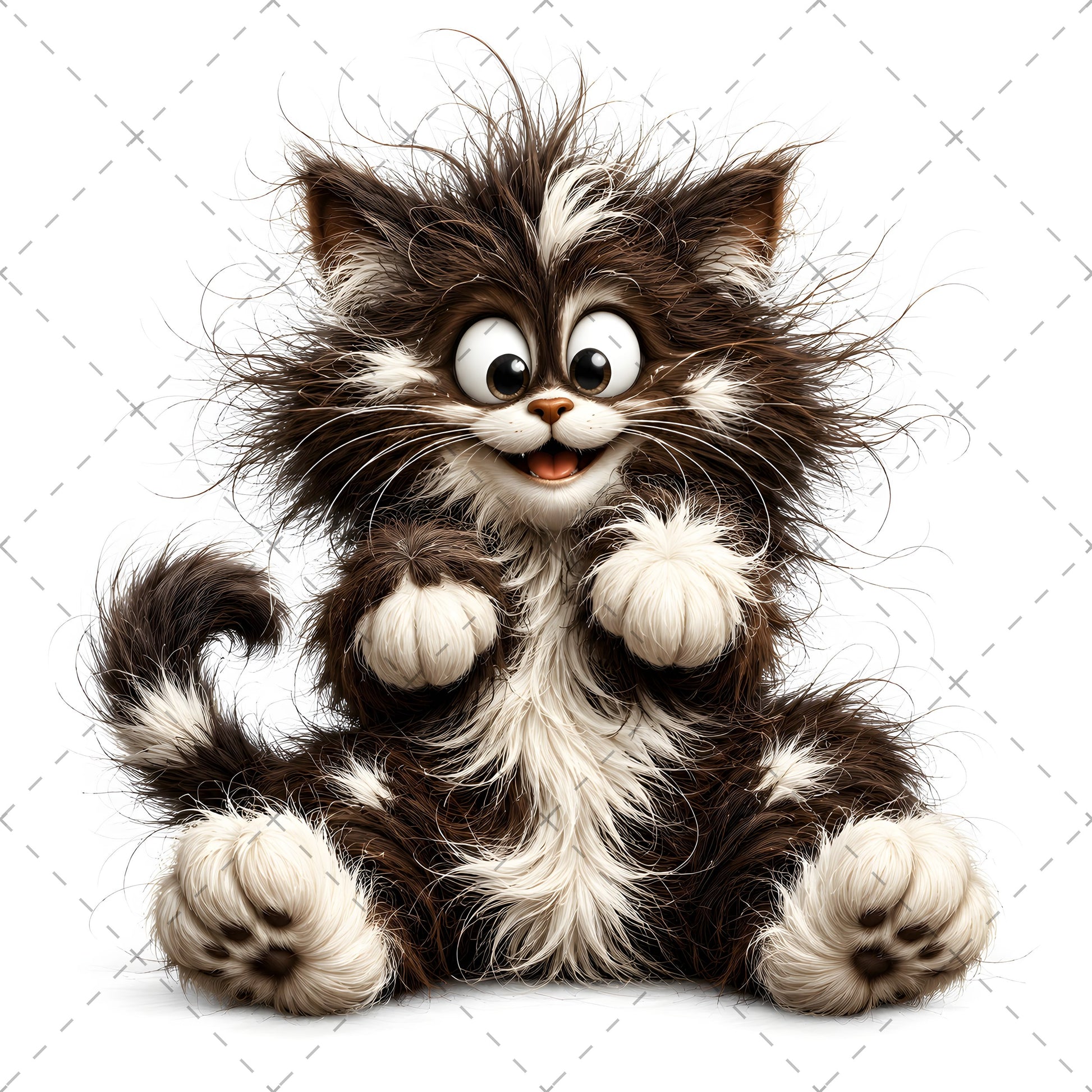 Whimsical Cartoon Cat PNG Bundle, Big-Eyed Fluffy Cats Sublimation, Cute Kawaii Cat Clipart for Tshirt Mug Tumbler Comme