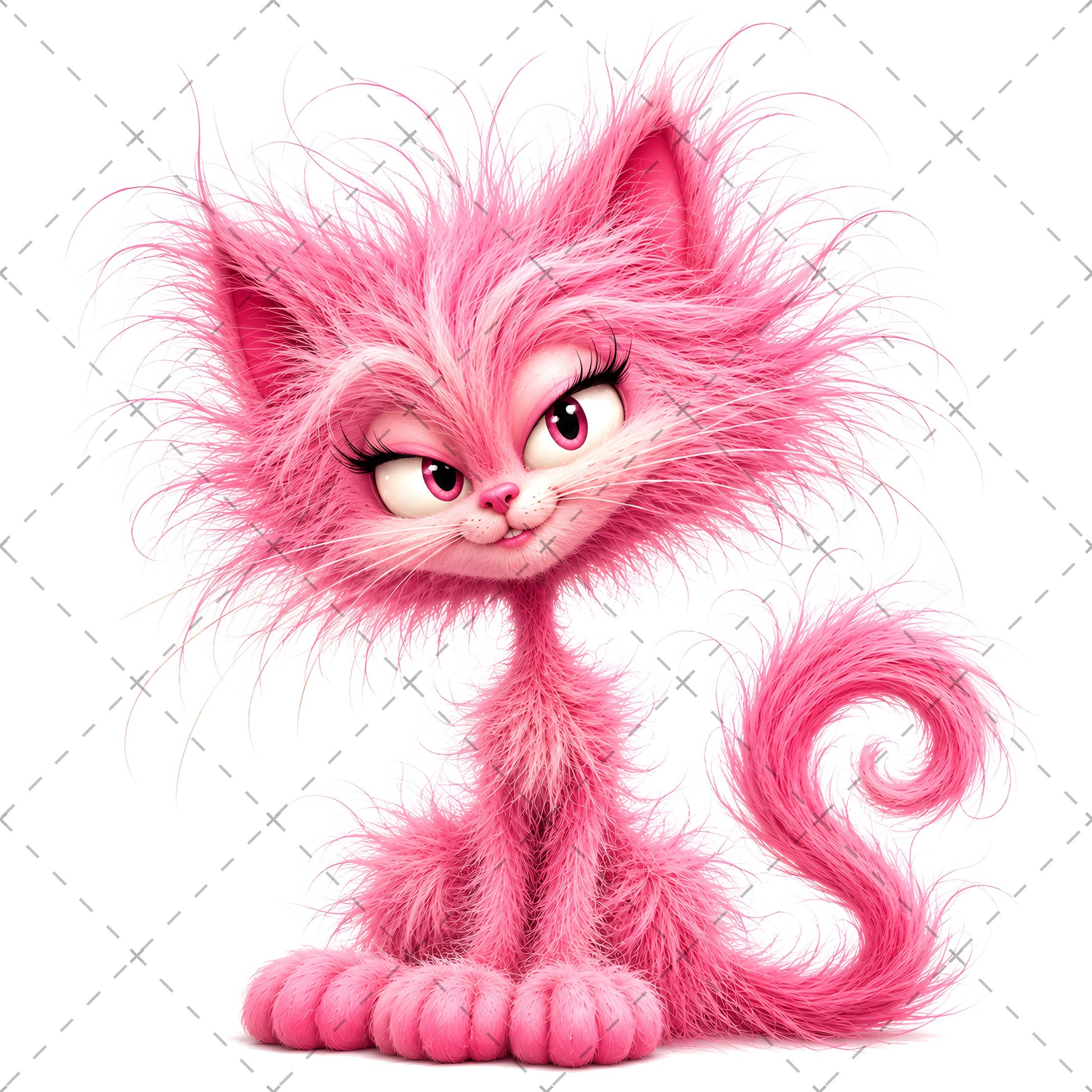 Whimsical Cartoon Cat PNG Bundle, Big-Eyed Fluffy Cats Sublimation, Cute Kawaii Cat Clipart for Tshirt Mug Tumbler Comme