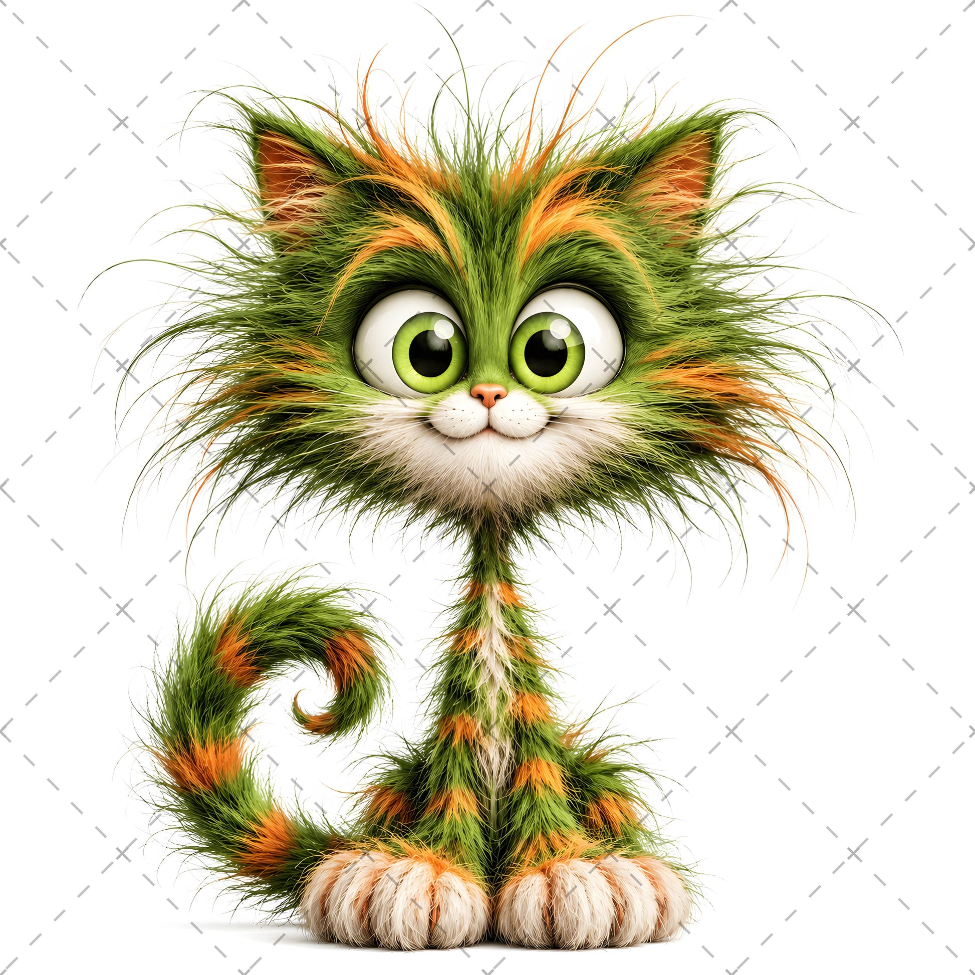 Whimsical Cartoon Cat PNG Bundle, Big-Eyed Fluffy Cats Sublimation, Cute Kawaii Cat Clipart for Tshirt Mug Tumbler Comme