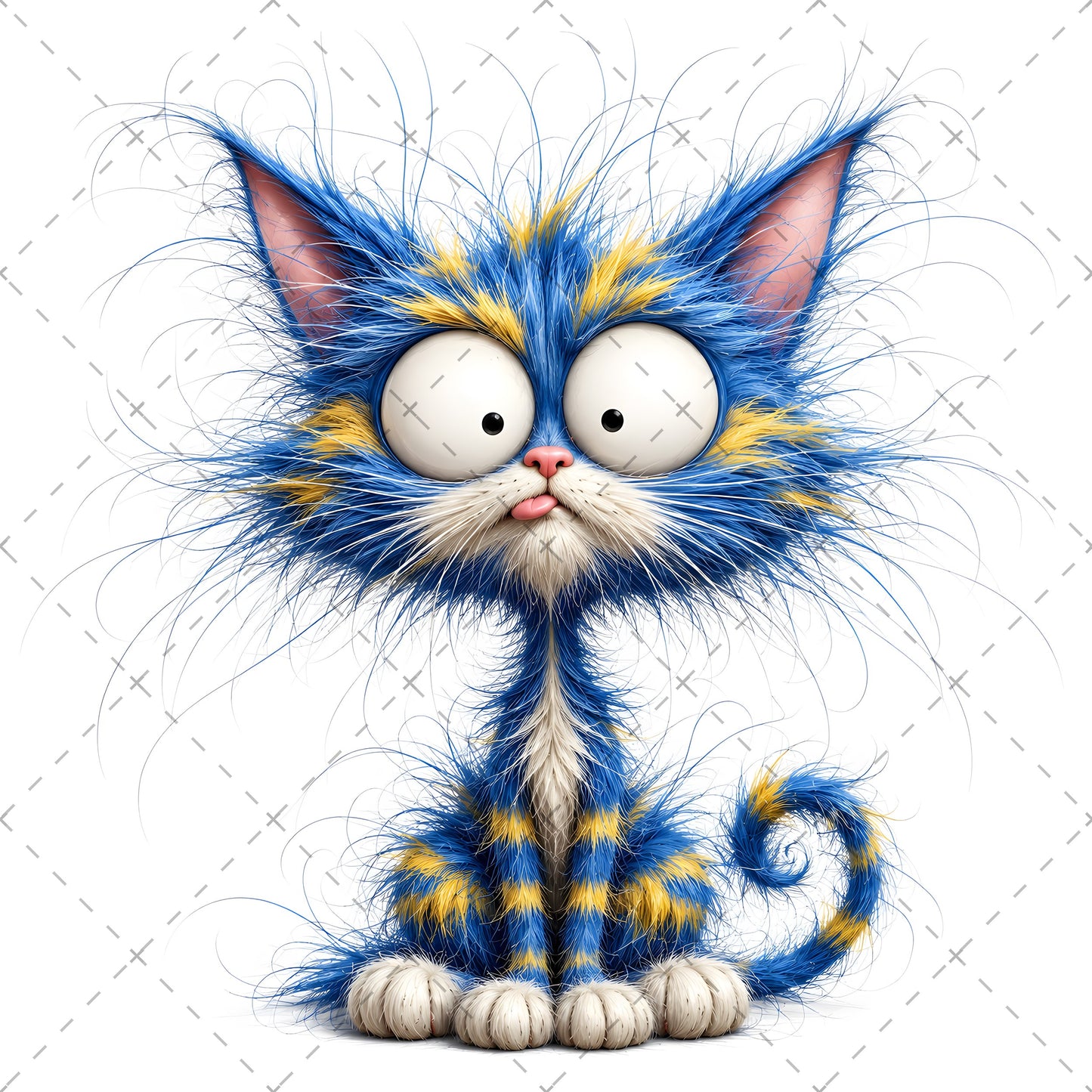 Whimsical Cartoon Cat PNG Bundle, Big-Eyed Fluffy Cats Sublimation, Cute Kawaii Cat Clipart for Tshirt Mug Tumbler Comme