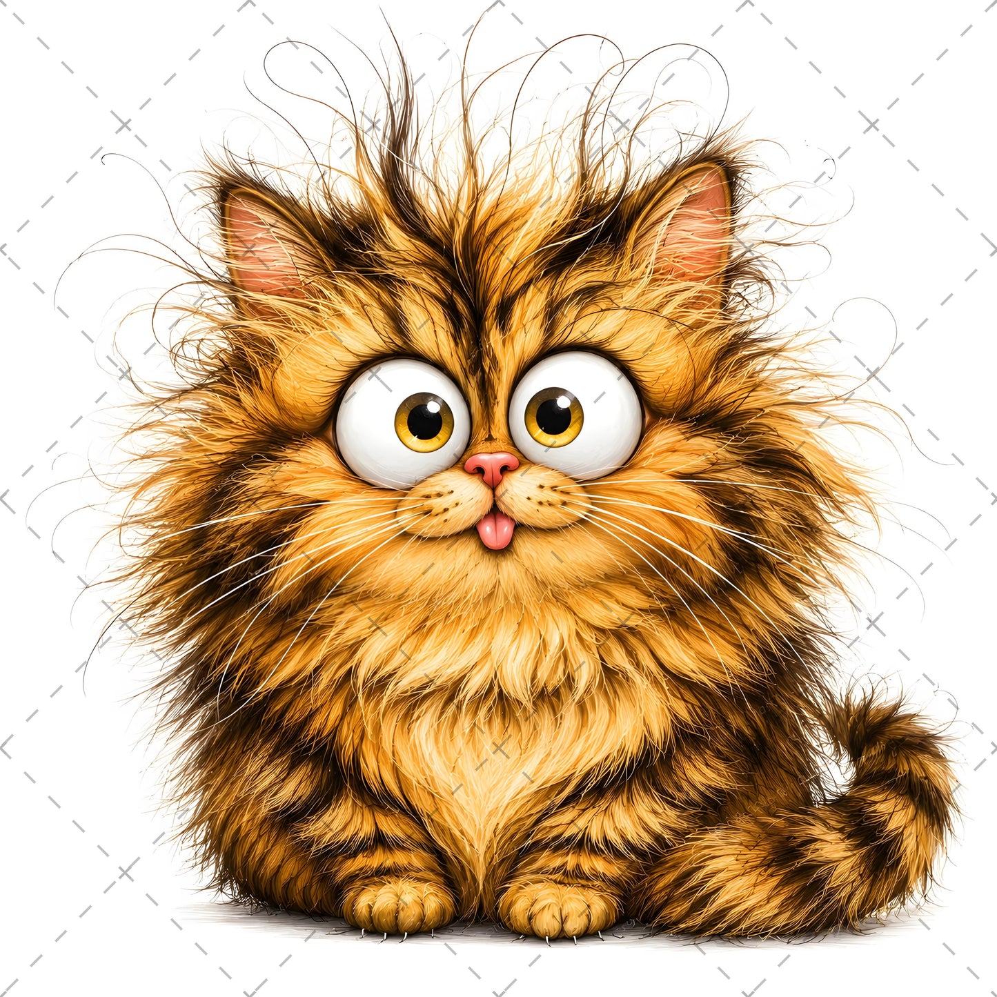 Whimsical Cartoon Cat PNG Bundle, Big-Eyed Fluffy Cats Sublimation, Cute Kawaii Cat Clipart for Tshirt Mug Tumbler Comme