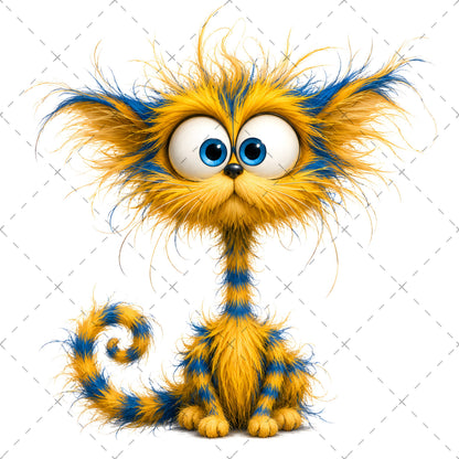 Whimsical Cartoon Cat PNG Bundle, Big-Eyed Fluffy Cats Sublimation, Cute Kawaii Cat Clipart for Tshirt Mug Tumbler Comme