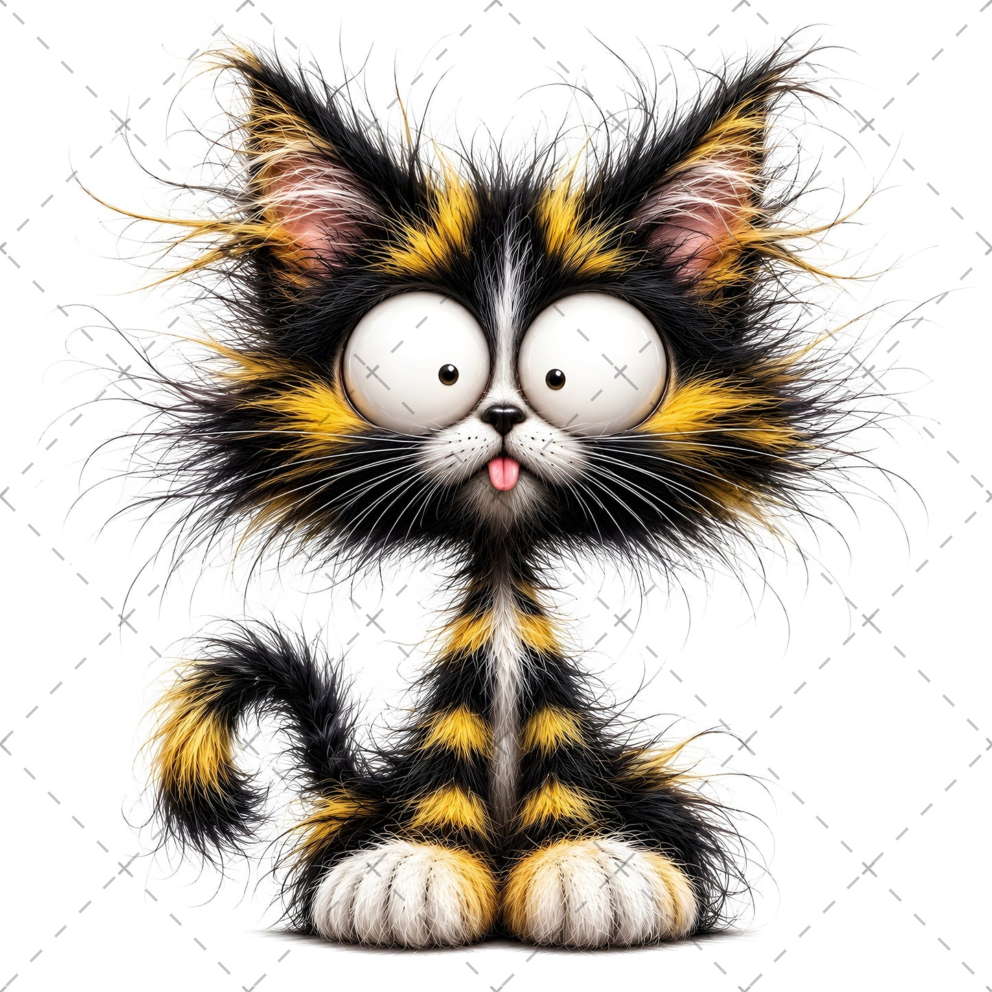 Whimsical Cartoon Cat PNG Bundle, Big-Eyed Fluffy Cats Sublimation, Cute Kawaii Cat Clipart for Tshirt Mug Tumbler Comme