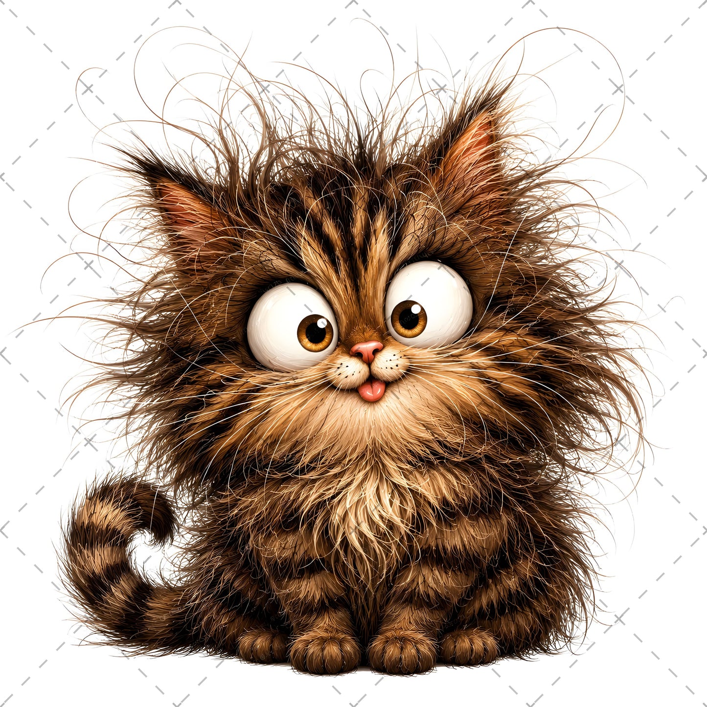 Whimsical Cartoon Cat PNG Bundle, Big-Eyed Fluffy Cats Sublimation, Cute Kawaii Cat Clipart for Tshirt Mug Tumbler Comme