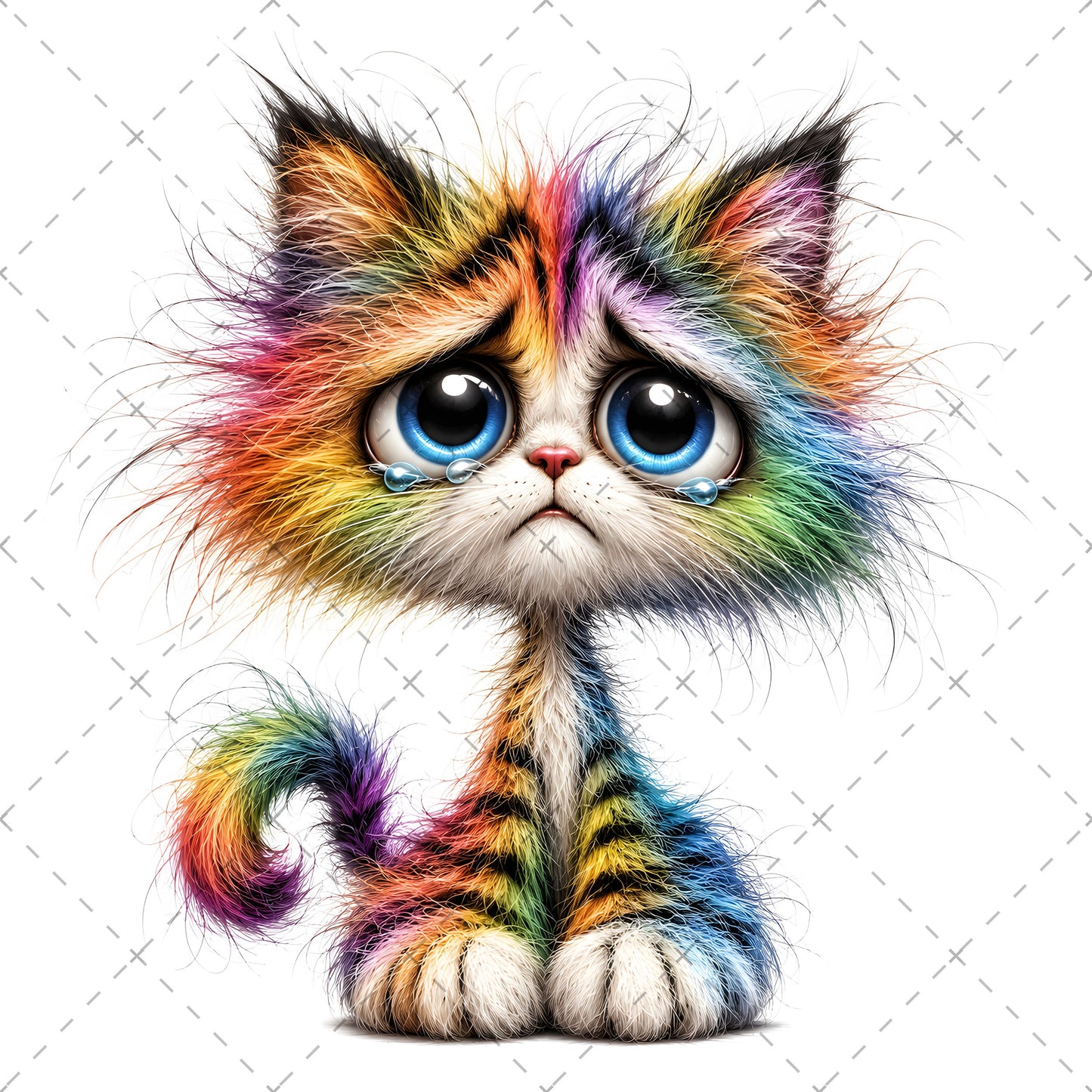 Whimsical Cartoon Cat PNG Bundle, Big-Eyed Fluffy Cats Sublimation, Cute Kawaii Cat Clipart for Tshirt Mug Tumbler Comme