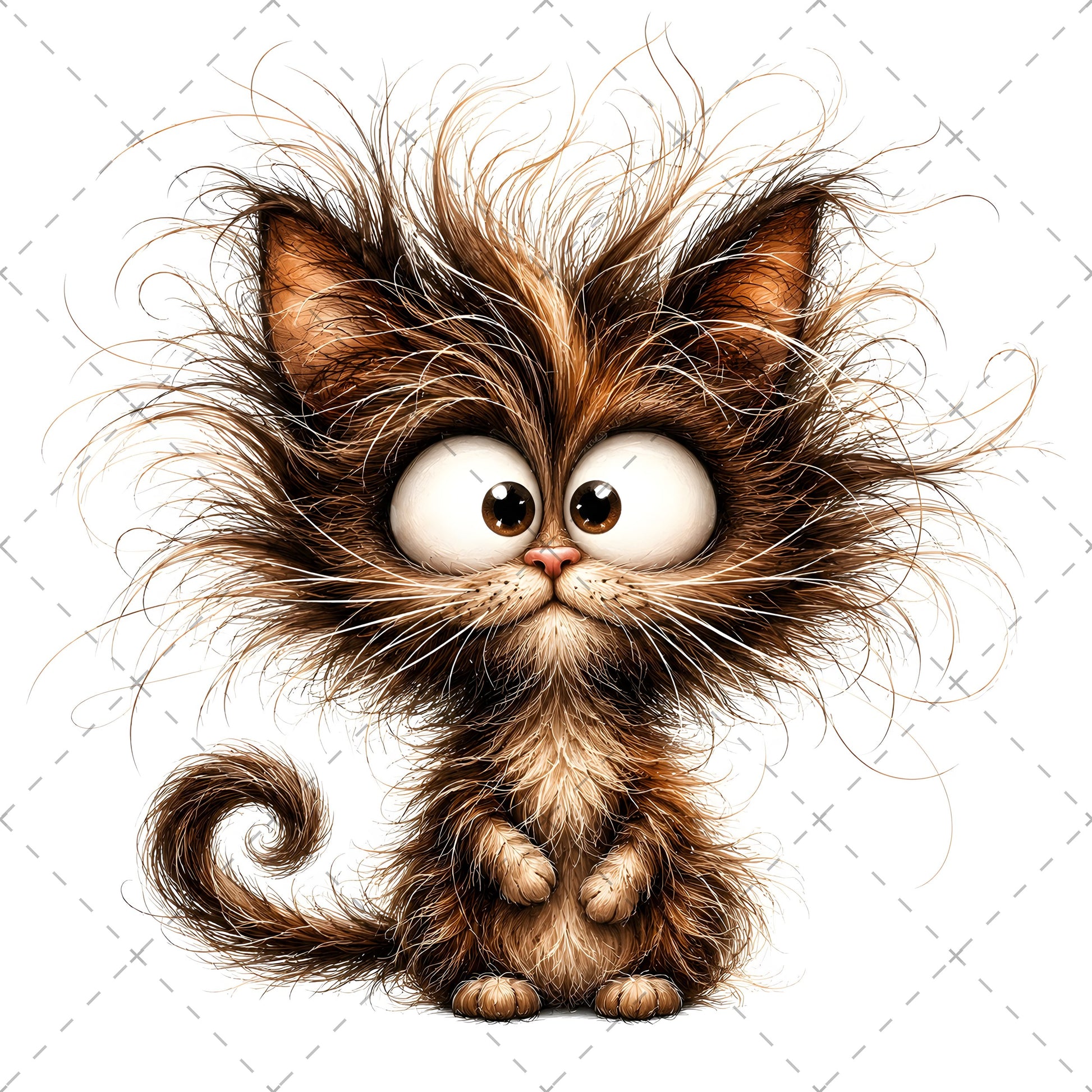 Whimsical Cartoon Cat PNG Bundle, Big-Eyed Fluffy Cats Sublimation, Cute Kawaii Cat Clipart for Tshirt Mug Tumbler Comme