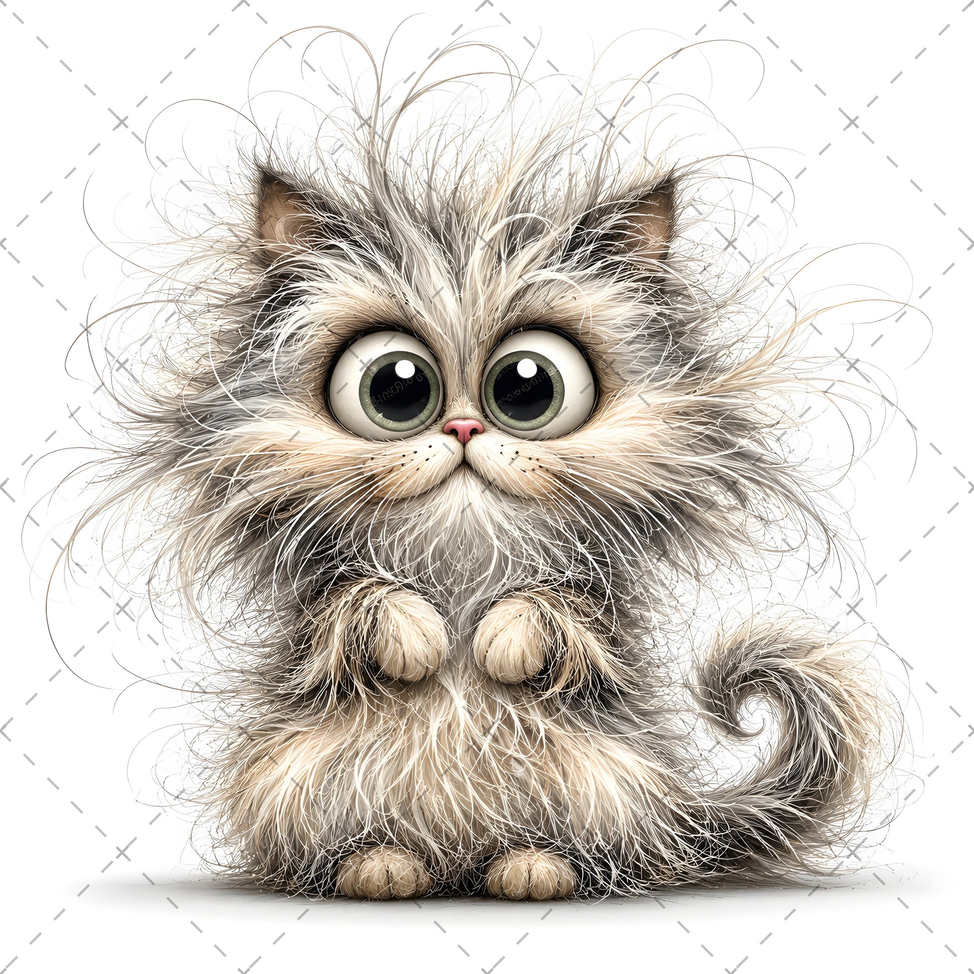 Whimsical Cartoon Cat PNG Bundle, Big-Eyed Fluffy Cats Sublimation, Cute Kawaii Cat Clipart for Tshirt Mug Tumbler Comme