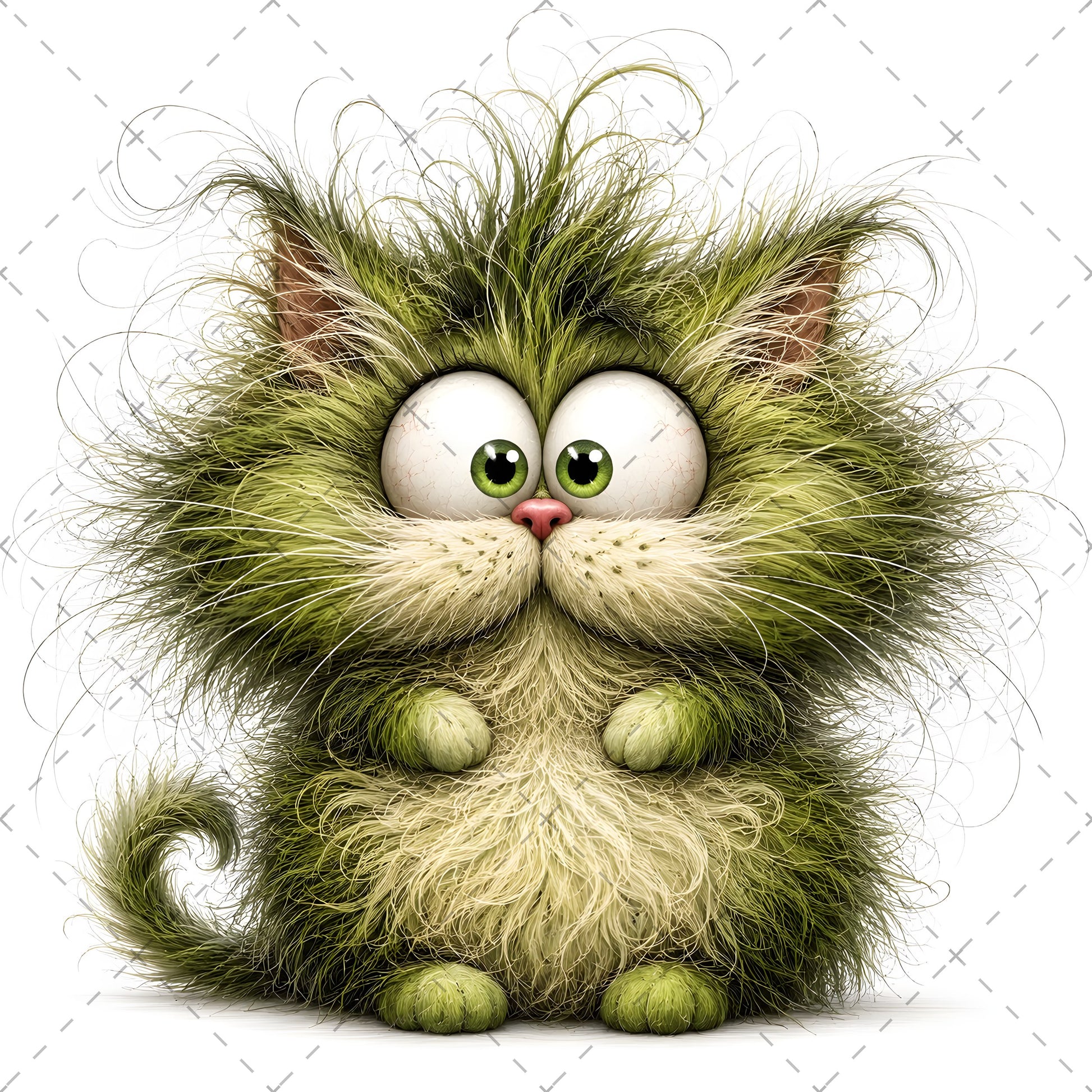Whimsical Cartoon Cat PNG Bundle, Big-Eyed Fluffy Cats Sublimation, Cute Kawaii Cat Clipart for Tshirt Mug Tumbler Comme