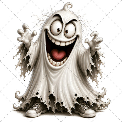 Funny Halloween Ghost Clipart PNG, Cute Cartoon Ghosts Sublimation, Spooky Decor Crafts, Commercial Use POD Tshirt Tumbler Designs — commercial use png