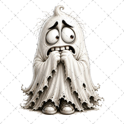Funny Halloween Ghost Clipart PNG, Cute Cartoon Ghosts Sublimation, Spooky Decor Crafts, Commercial Use POD Tshirt Tumbler Designs — funny ghost art, commercial use png