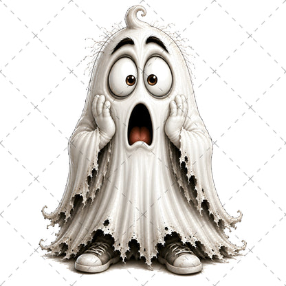 Funny Halloween Ghost Clipart PNG, Cute Cartoon Ghosts Sublimation, Spooky Decor Crafts, Commercial Use POD Tshirt Tumbler Designs — halloween crafts