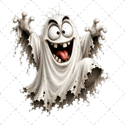 Funny Halloween Ghost Clipart PNG, Cute Cartoon Ghosts Sublimation, Spooky Decor Crafts, Commercial Use POD Tshirt Tumbler Designs — commercial use png