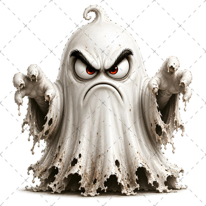 Funny Halloween Ghost Clipart PNG, Cute Cartoon Ghosts Sublimation, Spooky Decor Crafts, Commercial Use POD Tshirt Tumbler Designs — funny ghost art, commercial use png