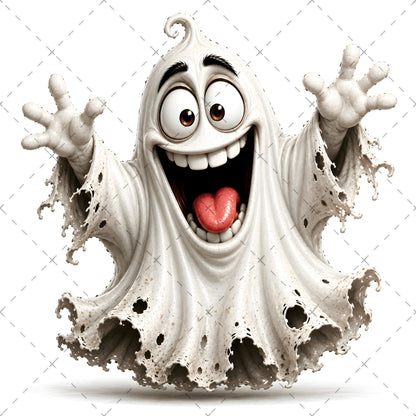 Funny Halloween Ghost Clipart PNG, Cute Cartoon Ghosts Sublimation, Spooky Decor Crafts, Commercial Use POD Tshirt Tumbler Designs — tumbler wrap, spooky clipart