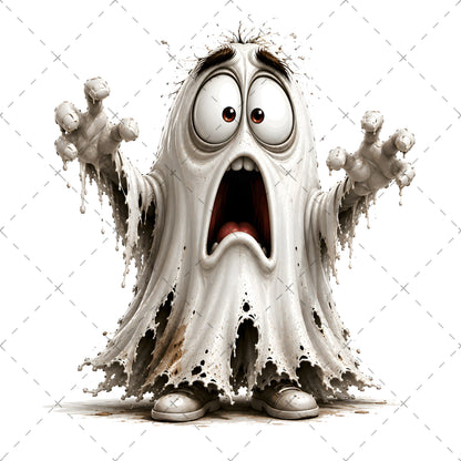 Funny Halloween Ghost Clipart PNG, Cute Cartoon Ghosts Sublimation, Spooky Decor Crafts, Commercial Use POD Tshirt Tumbler Designs — spooky clipart