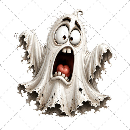 Funny Halloween Ghost Clipart PNG, Cute Cartoon Ghosts Sublimation, Spooky Decor Crafts, Commercial Use POD Tshirt Tumbler Designs