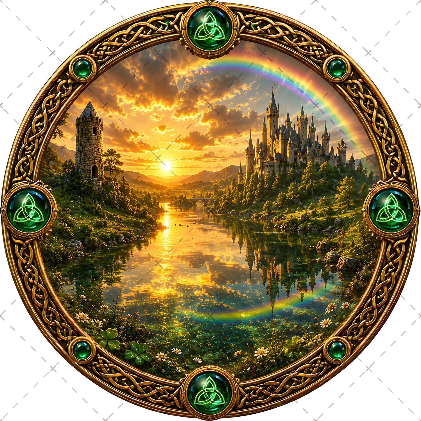 Vibrant Celtic Knotwork Dragon Art Digital Download | Irish Fantasy Symbol PNG for Commercial Use & POD, shamrock art print, fantasy irish art, green and gold decor, PNG, digital download, high resolution