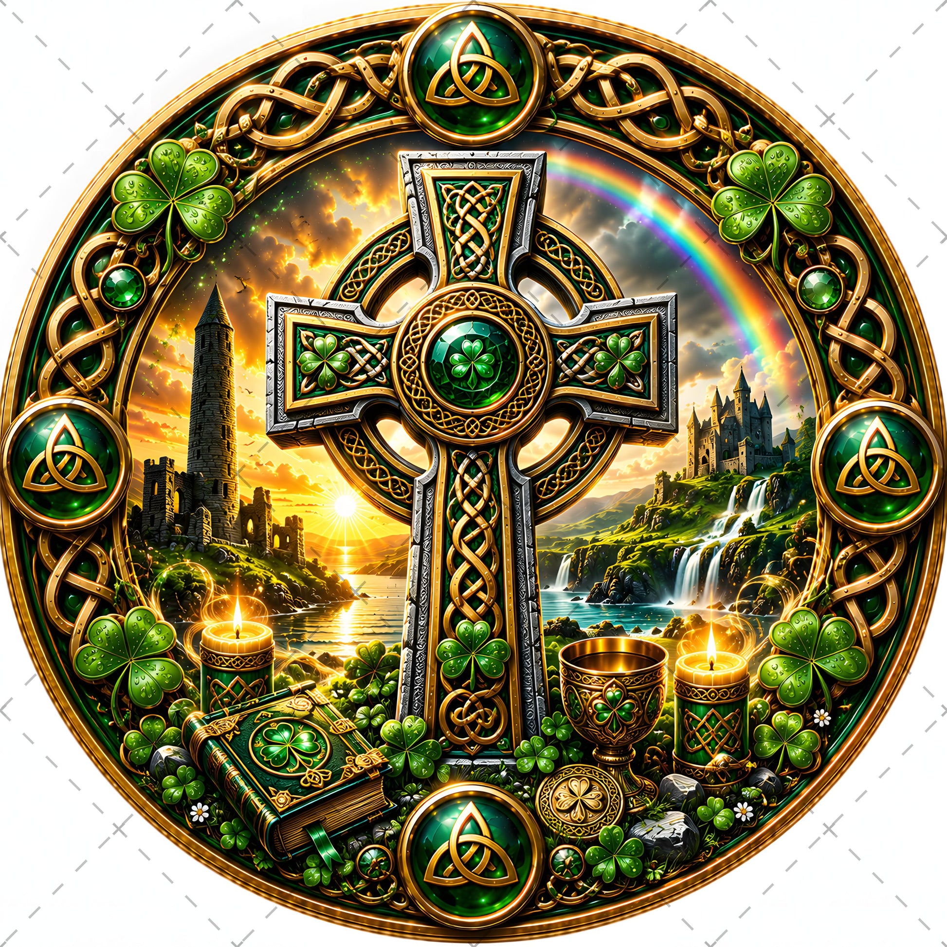 Vibrant Celtic Knotwork Dragon Art Digital Download | Irish Fantasy Symbol PNG for Commercial Use & POD, lucky clover print, emerald green art, fantasy landscape ar, PNG, digital download, high resolution