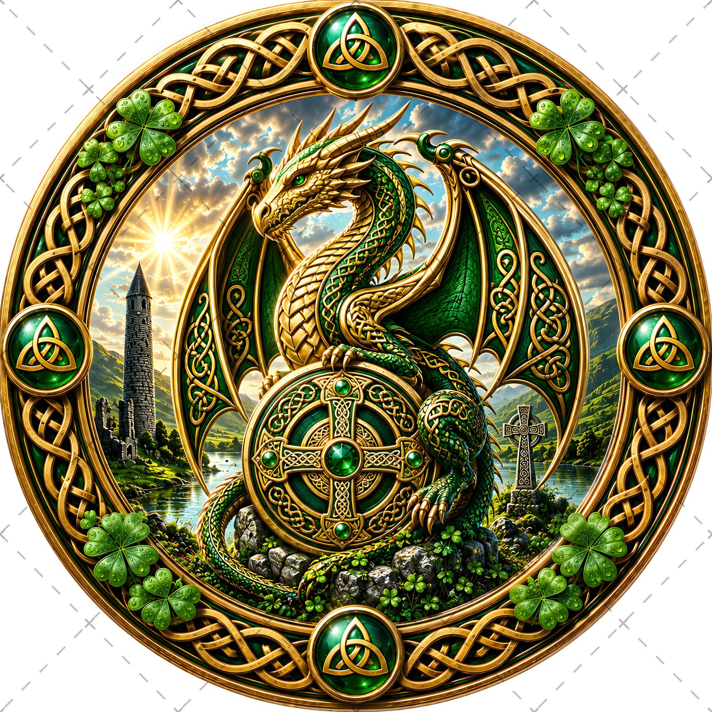 Vibrant Celtic Knotwork Dragon Art Digital Download | Irish Fantasy Symbol PNG for Commercial Use & POD, dragon png, celtic graphic, irish symbols, PNG, digital download, high resolution