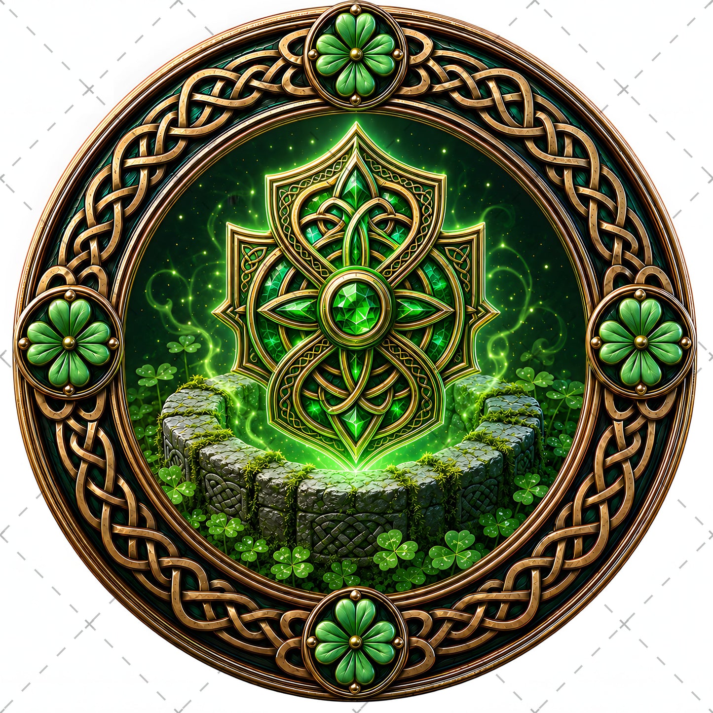 Vibrant Celtic Knotwork Dragon Art Digital Download | Irish Fantasy Symbol PNG for Commercial Use & POD, green and gold decor, lucky clover print, emerald green art, PNG, digital download, high resolution