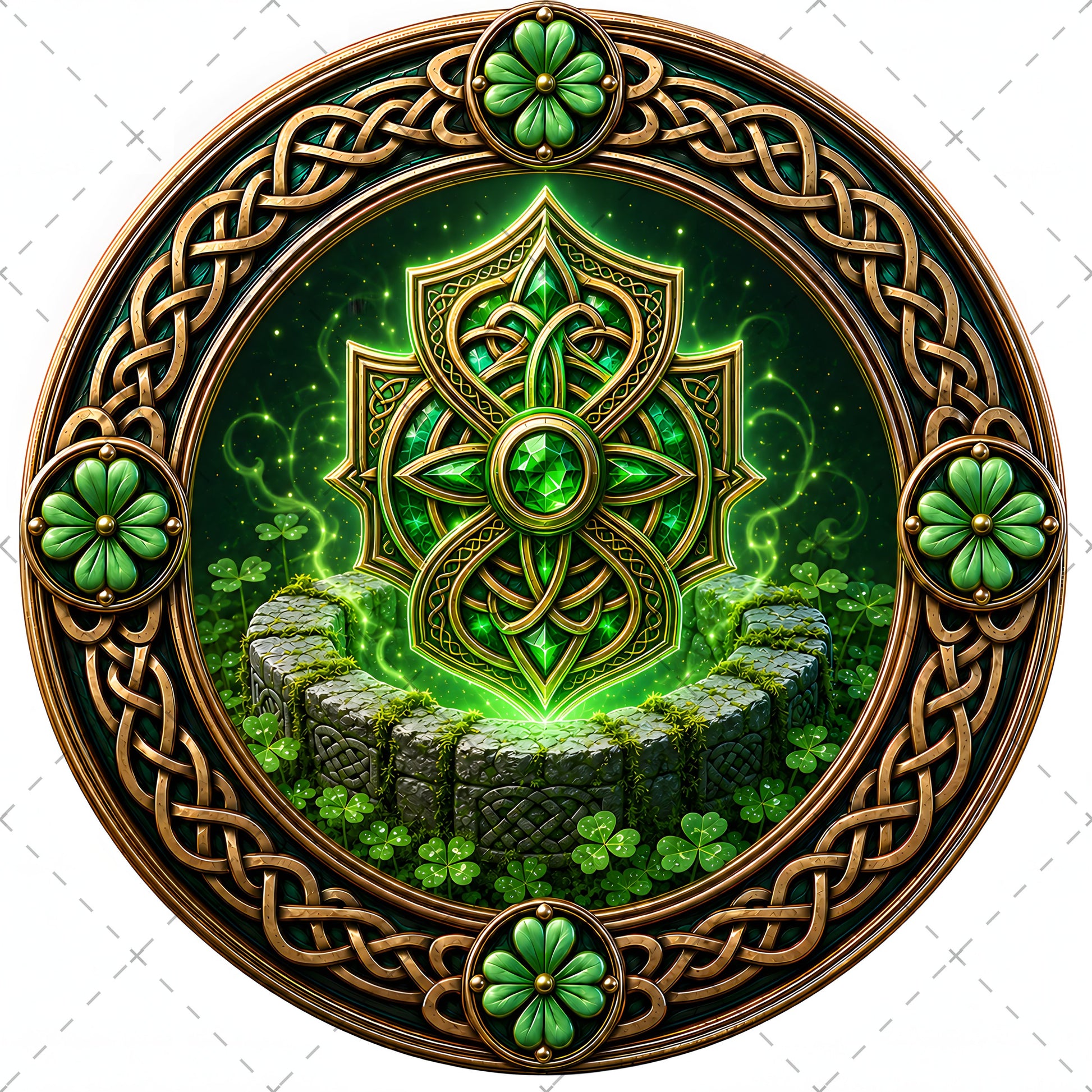 Vibrant Celtic Knotwork Dragon Art Digital Download | Irish Fantasy Symbol PNG for Commercial Use & POD, green and gold decor, lucky clover print, emerald green art, PNG, digital download, high resolution