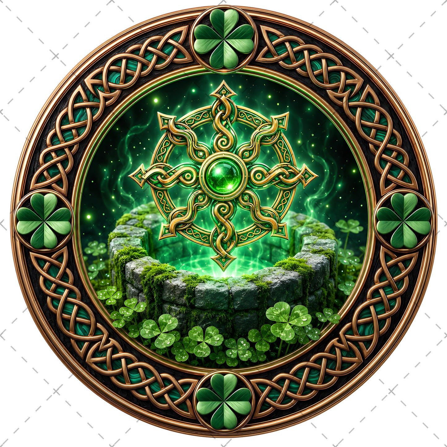 Vibrant Celtic Knotwork Dragon Art Digital Download | Irish Fantasy Symbol PNG for Commercial Use & POD, fantasy irish art, green and gold decor, lucky clover print, PNG, digital download, high resolution