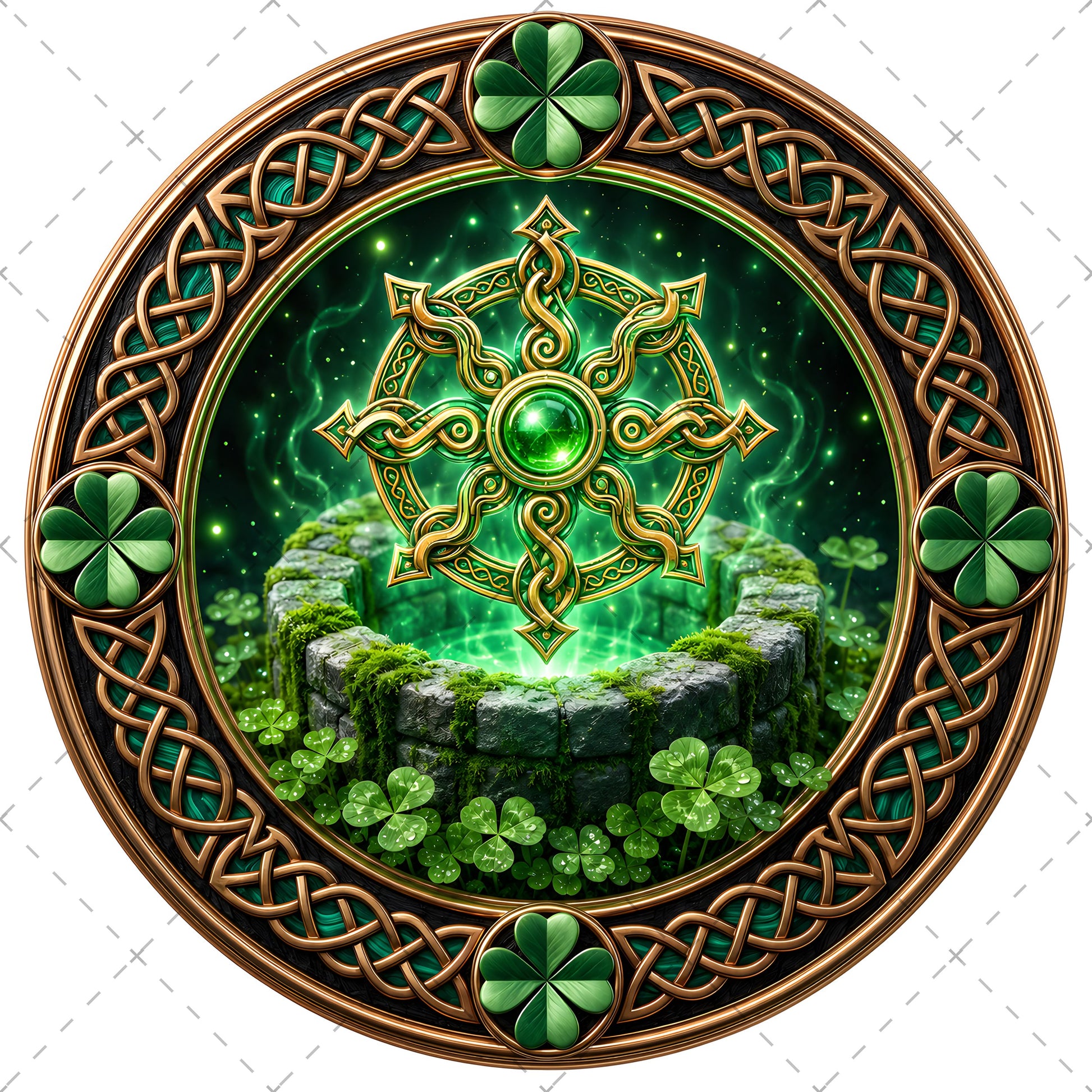 Vibrant Celtic Knotwork Dragon Art Digital Download | Irish Fantasy Symbol PNG for Commercial Use & POD, fantasy irish art, green and gold decor, lucky clover print, PNG, digital download, high resolution
