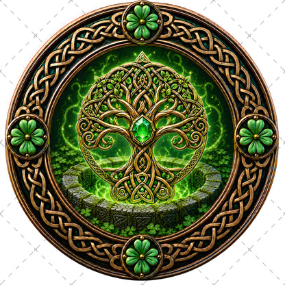 Vibrant Celtic Knotwork Dragon Art Digital Download | Irish Fantasy Symbol PNG for Commercial Use & POD, shamrock art print, fantasy irish art, green and gold decor, PNG, digital download, high resolution