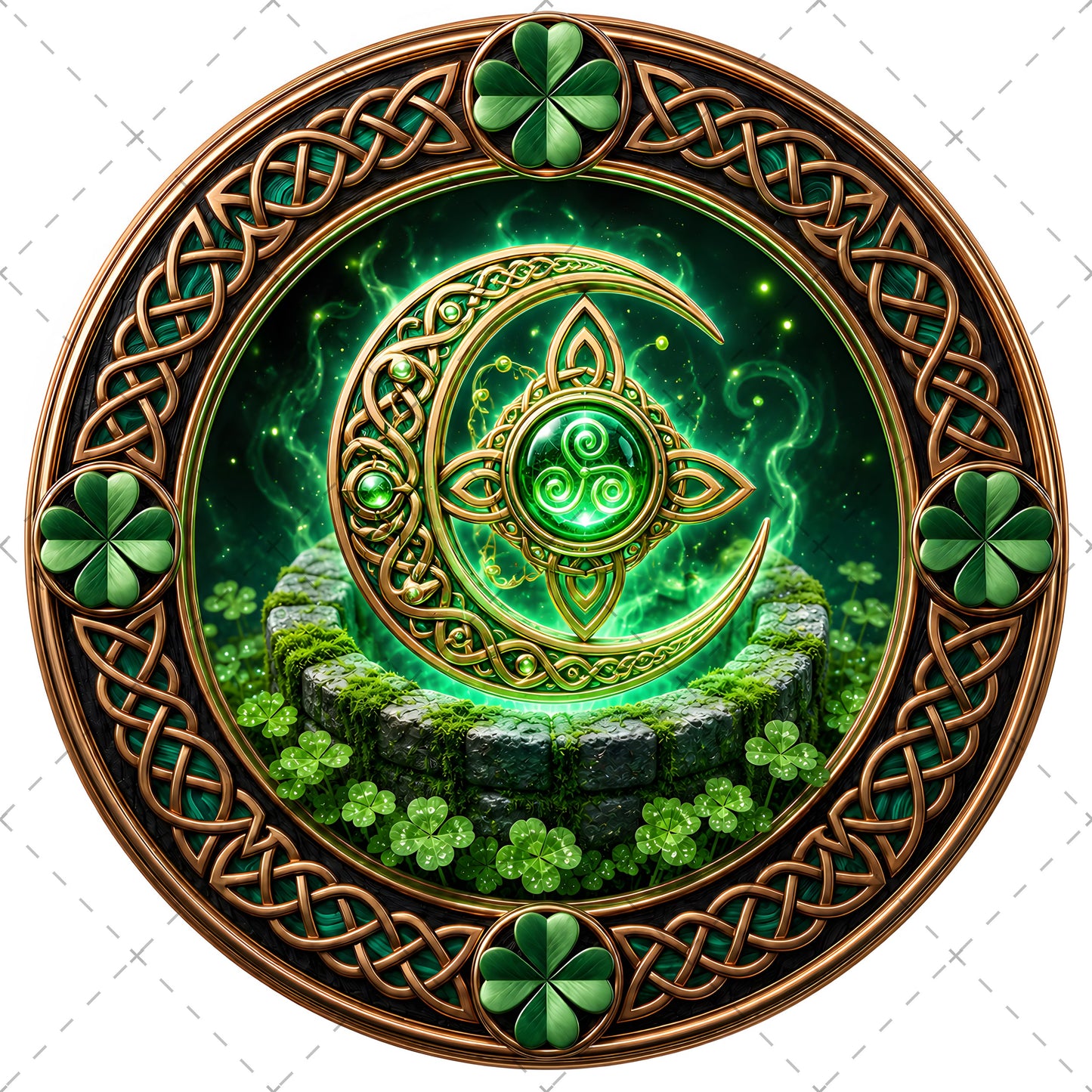 Vibrant Celtic Knotwork Dragon Art Digital Download | Irish Fantasy Symbol PNG for Commercial Use & POD, green and gold decor, lucky clover print, emerald green art, PNG, digital download, high resolution