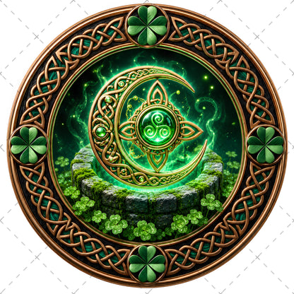 Vibrant Celtic Knotwork Dragon Art Digital Download | Irish Fantasy Symbol PNG for Commercial Use & POD, green and gold decor, lucky clover print, emerald green art, PNG, digital download, high resolution