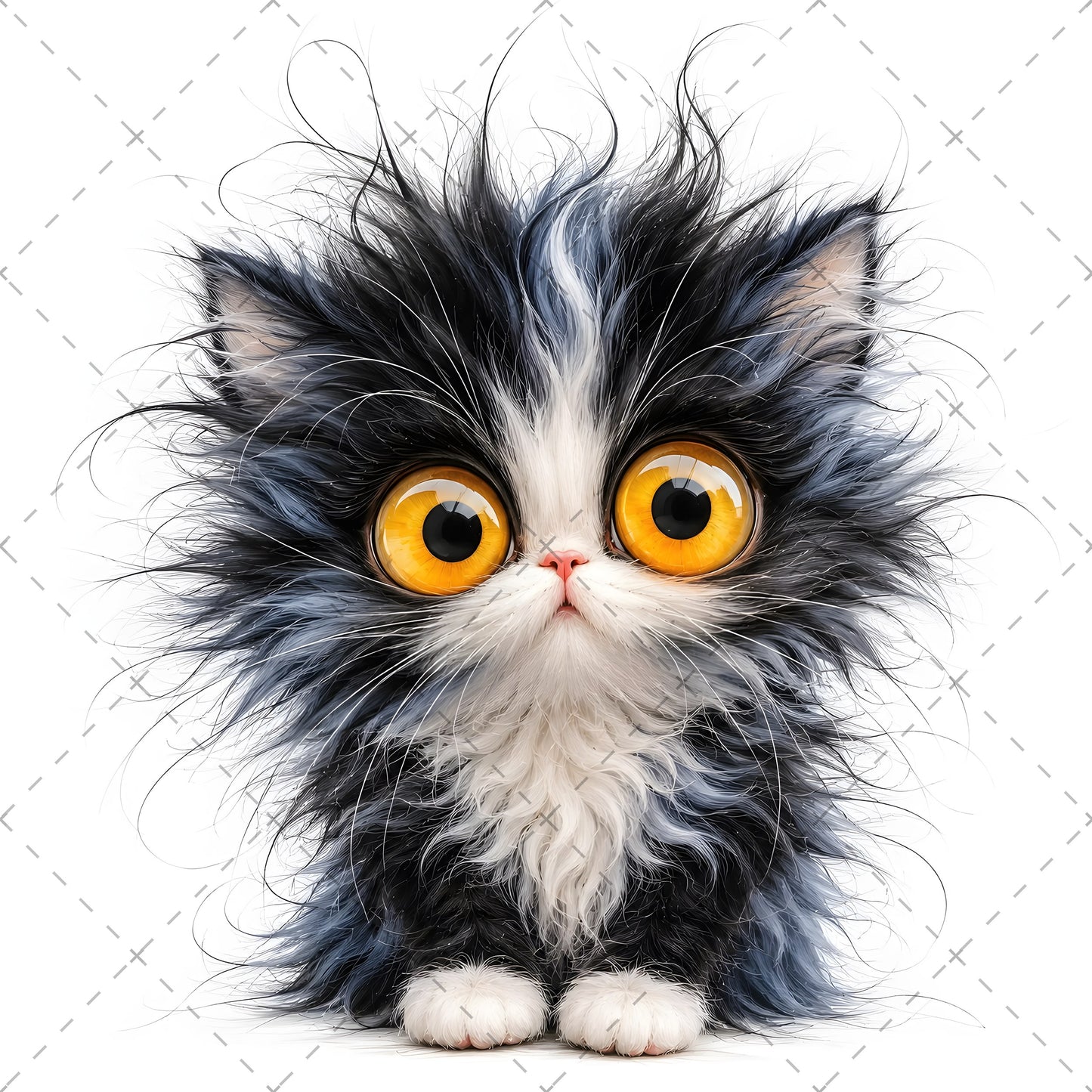 Whimsical Big-Eyed Kitten PNG, Fluffy Cat Sublimation Design, Cute Kitten Clipart for Cat Lovers, POD Tshirt Mug Tumbler