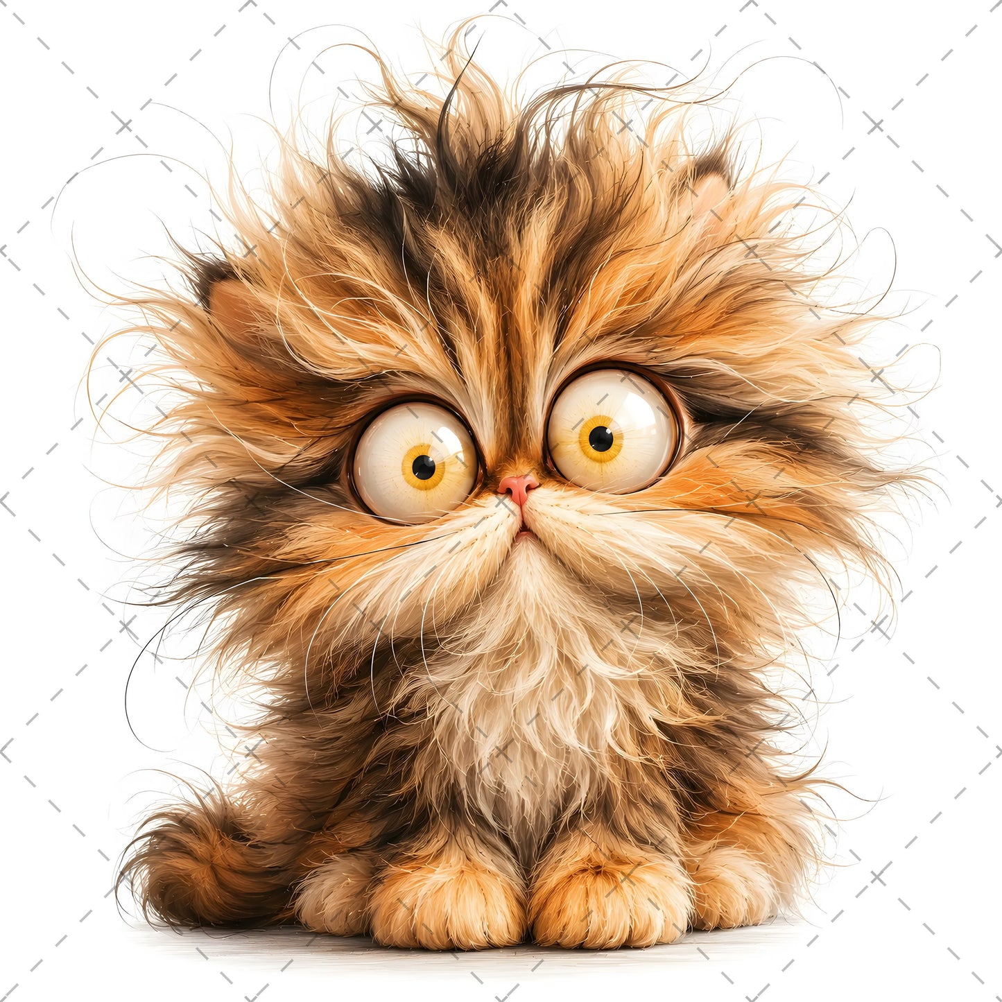 Whimsical Big-Eyed Kitten PNG, Fluffy Cat Sublimation Design, Cute Kitten Clipart for Cat Lovers, POD Tshirt Mug Tumbler