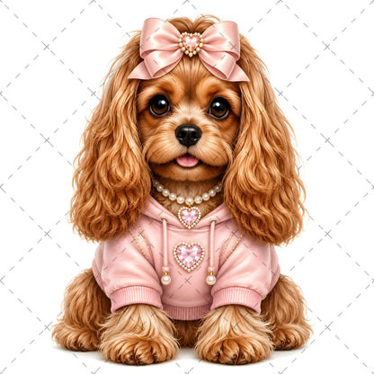 Puppy in Dress PNG Clipart | Adorable Nursery Decor & Pet Lover Gift | Cute Dog Sublimation Design for T-Shirts, etsy seller art, vintage pet illustra, nursery animal art, PNG, digital download, high resolution