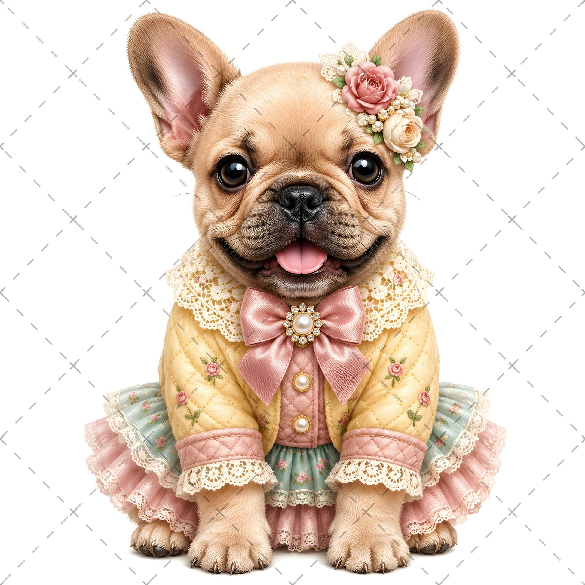 Puppy in Dress PNG Clipart | Adorable Nursery Decor & Pet Lover Gift | Cute Dog Sublimation Design for T-Shirts, dog lover gift, baby room decor, french bulldog art, PNG, digital download, high resolution