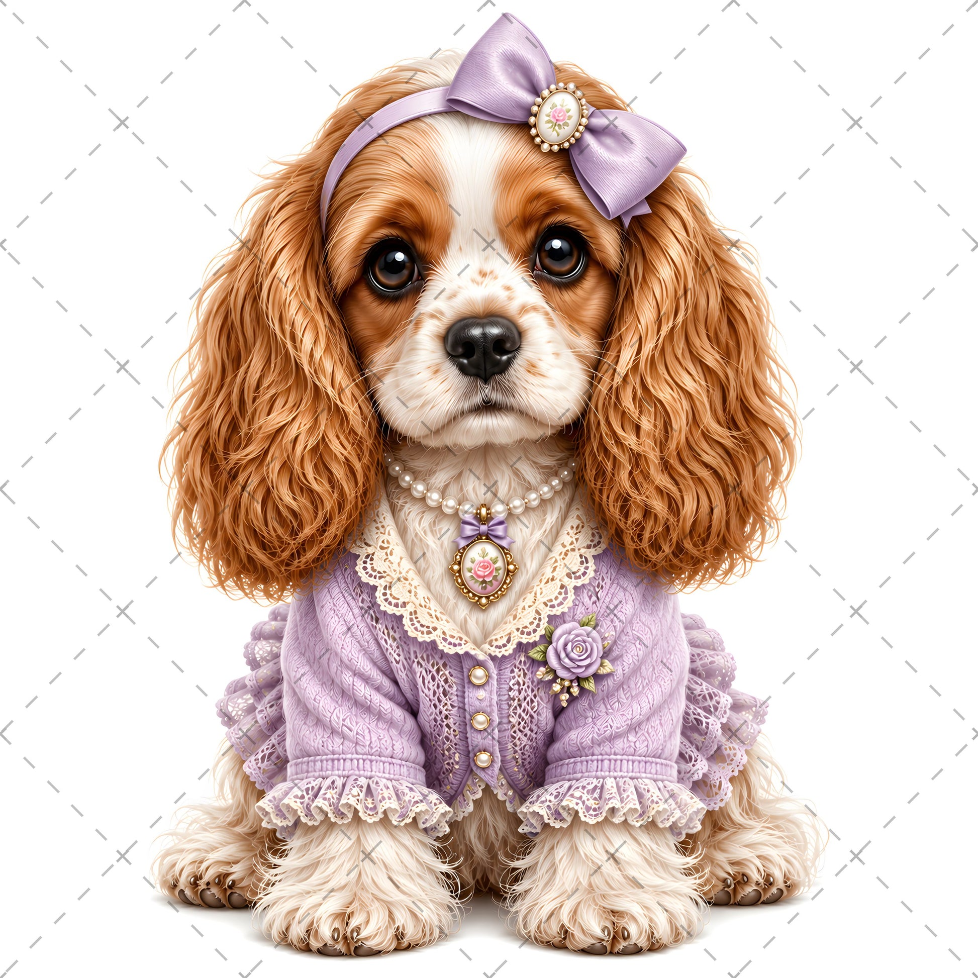 Puppy in Dress PNG Clipart | Adorable Nursery Decor & Pet Lover Gift | Cute Dog Sublimation Design for T-Shirts, bichon frise print, cavalier king charle, shabby chic dog, PNG, digital download, high resolution