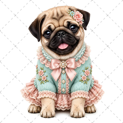 Puppy in Dress PNG Clipart | Adorable Nursery Decor & Pet Lover Gift | Cute Dog Sublimation Design for T-Shirts, nursery animal art, dog lover gift, baby room decor, PNG, digital download, high resolution