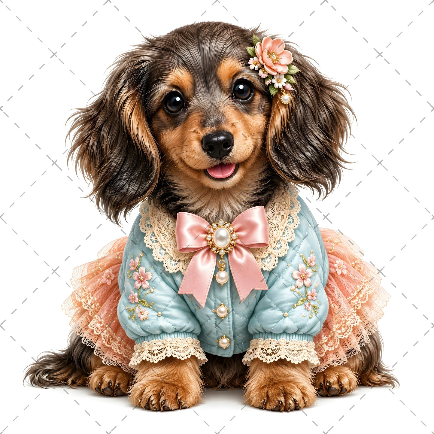 Puppy in Dress PNG Clipart | Adorable Nursery Decor & Pet Lover Gift | Cute Dog Sublimation Design for T-Shirts, french bulldog art, bichon frise print, cavalier king charle, PNG, digital download, high resolution