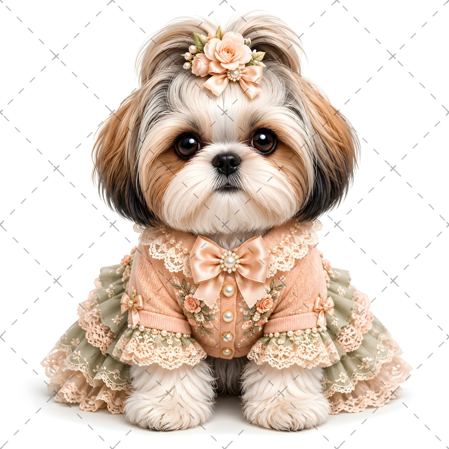 Puppy in Dress PNG Clipart | Adorable Nursery Decor & Pet Lover Gift | Cute Dog Sublimation Design for T-Shirts, shabby chic dog, pet portrait digital, dog in clothes art, PNG, digital download, high resolution